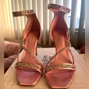 Alexander McQueen Pink satin sandals with crystals